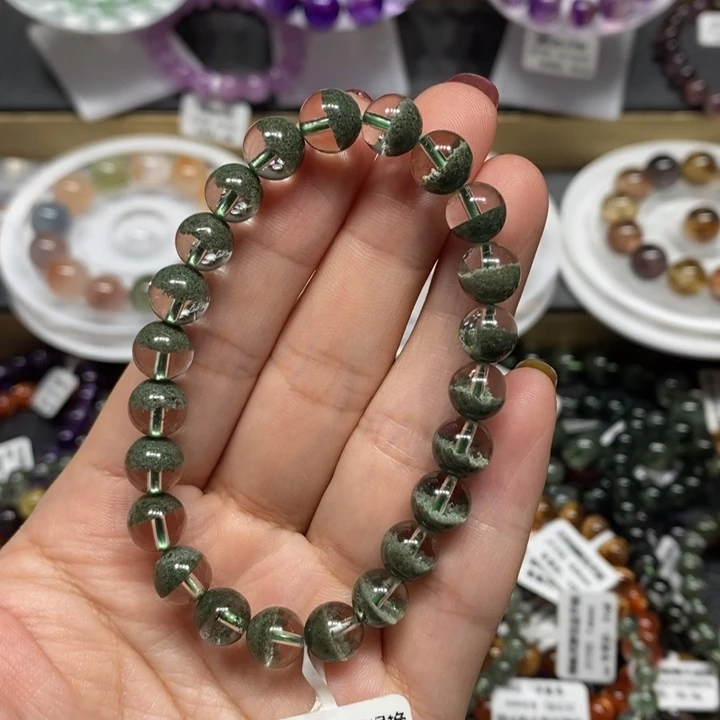 未镶嵌手链水晶绿幽灵聚宝盆手链