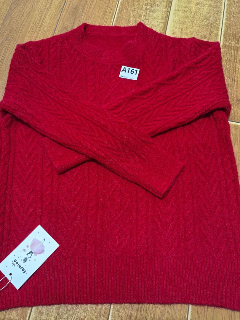 161圆领毛衣套头针织衫冬百搭时尚女长袖休闲