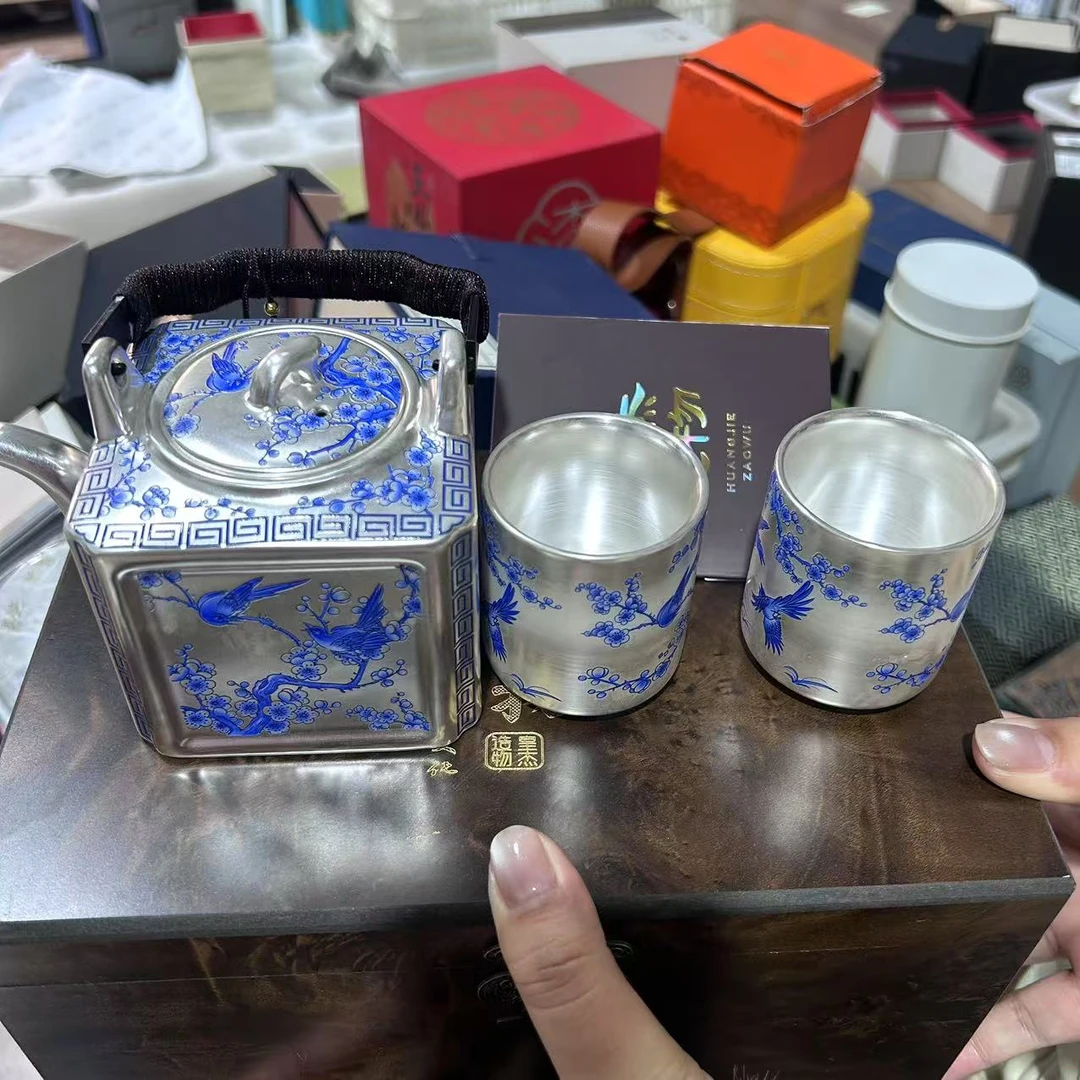 【闪购商品】喜俏茶器链接周鸿杰喜上眉梢鎏银壶套组@@1483
