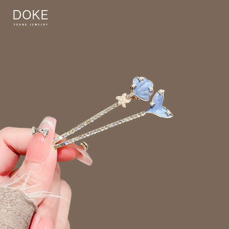 夏季海洋鱼尾贝壳发夹女新款精致一字夹边夹气质刘海碎发夹子发卡