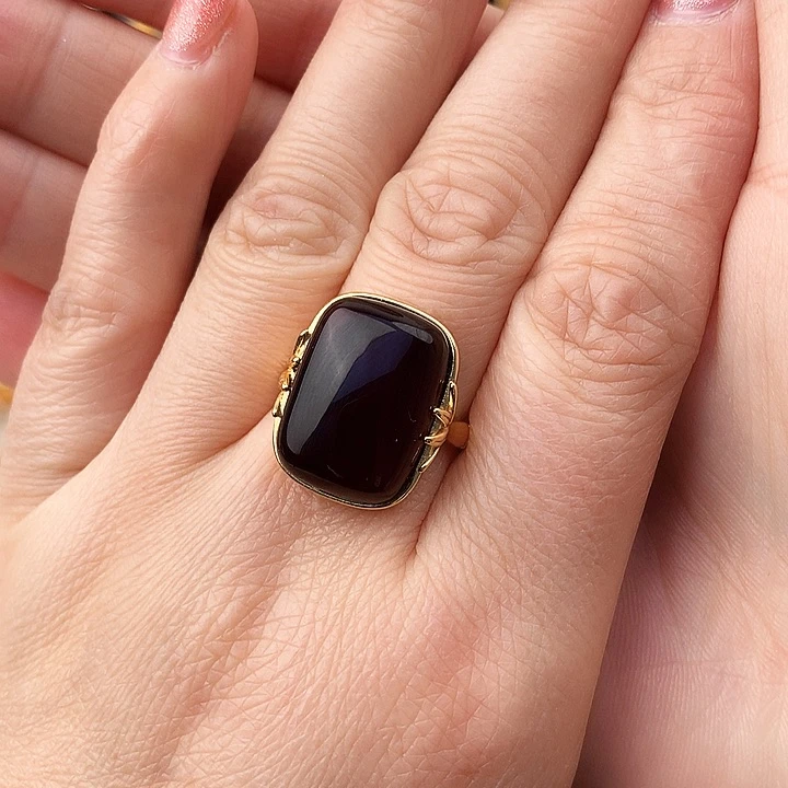 血珀戒指银S925镶嵌戒指