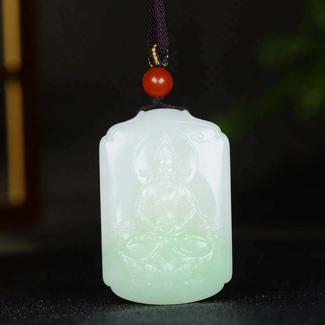 123141和田玉翠青观音玉牌