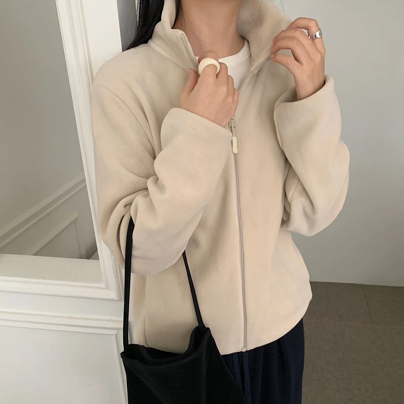 2025秋冬新款韩版双面奥粒绒加厚保暖女开衫宽松休闲上衣外套676