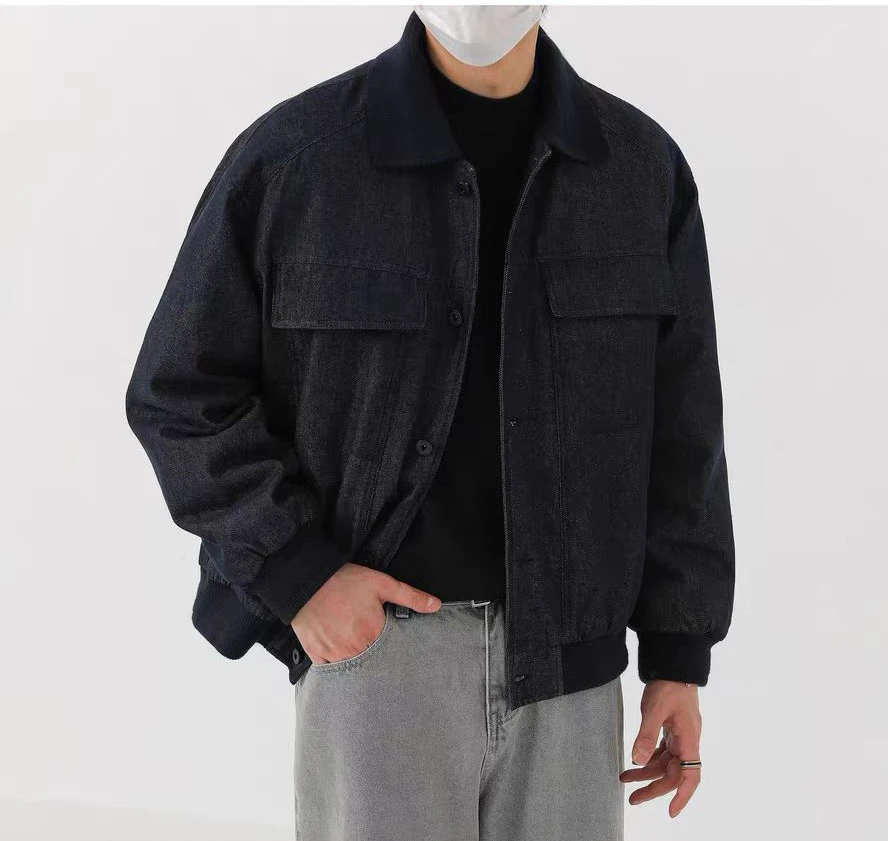 2025冬季新款连帽男款外套拉链口袋青年纯色百搭羽绒服上衣外套