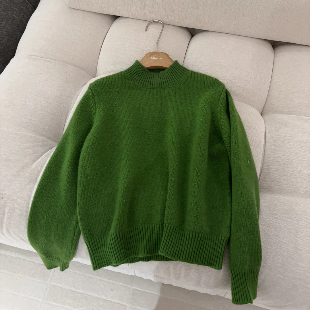 冬季新款半高领软糯简约气质针织上衣5961（衣长57胸围110）