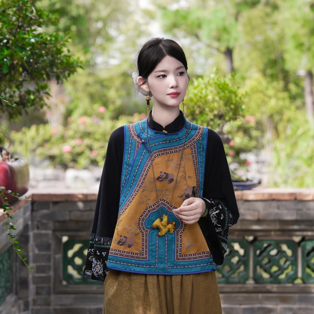 一枕槐安·【熊猫马甲】新中式国风秋冬民族风文艺日常清新马甲百搭