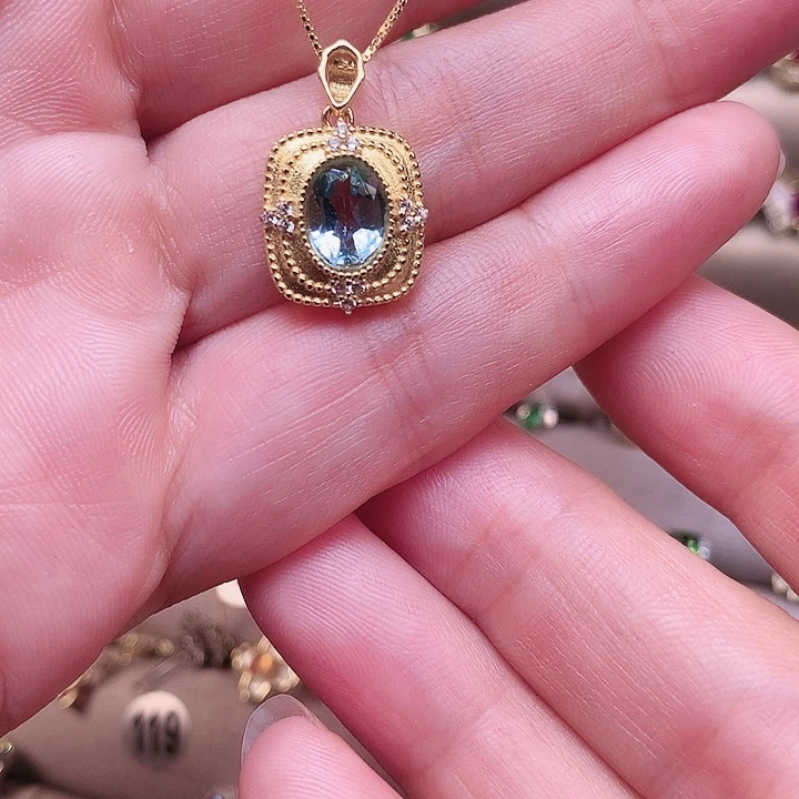 颈饰托帕石银S925镶嵌