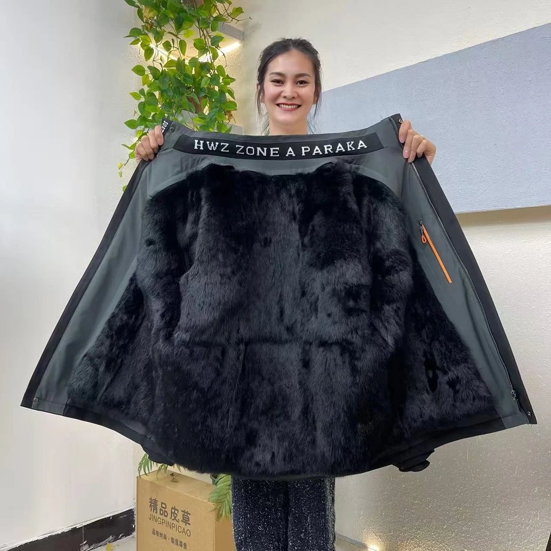 【雅仕予】男士男款冬季休闲派克爆款兔毛内胆可加狐狸皮毛一体毛领