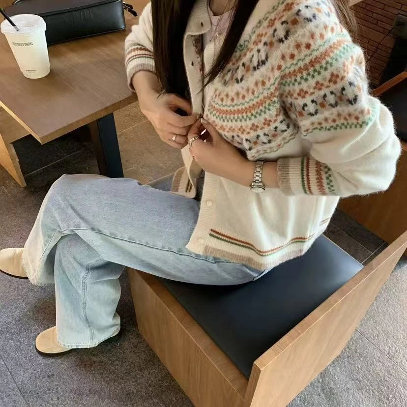 QIANRH-1636圣诞费尔岛韩系提花秋冬新款针织开衫