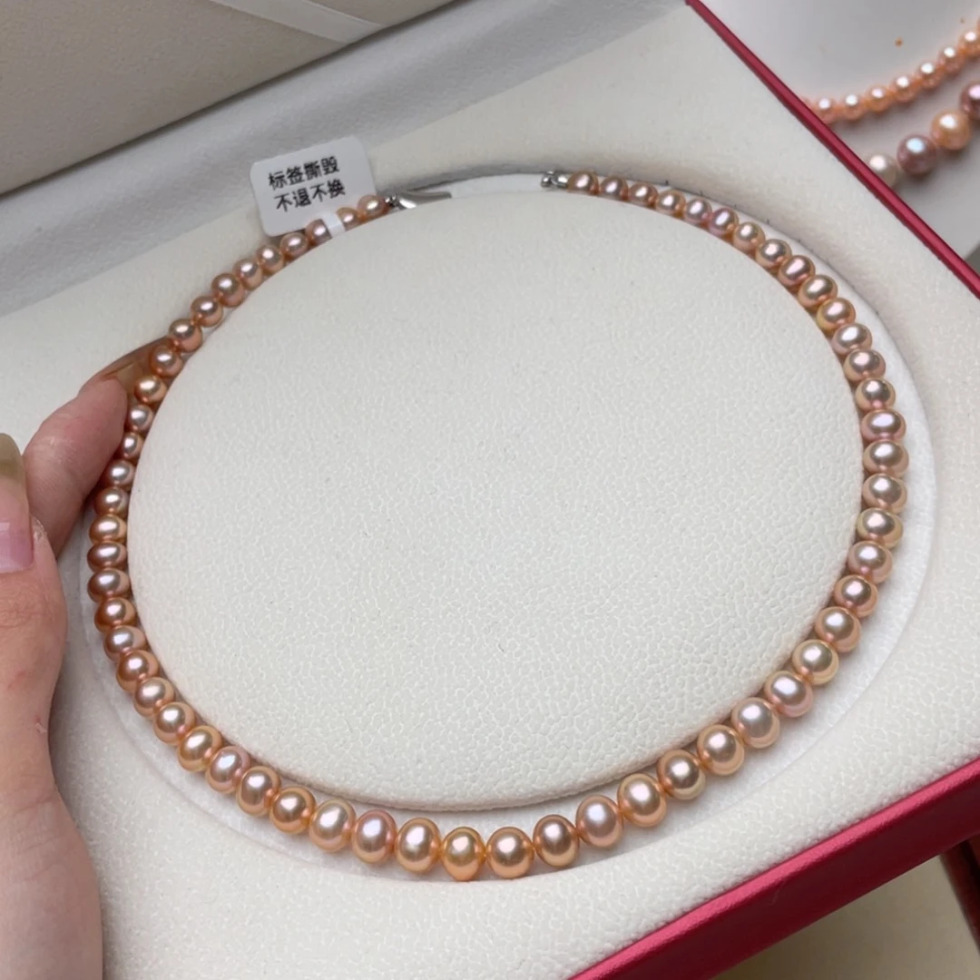 淡水珍珠银S925镶嵌颈饰6-7