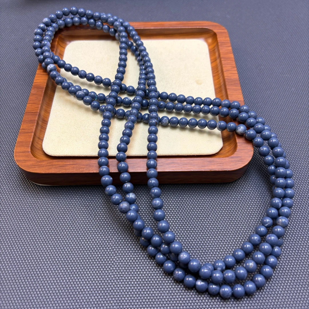 非金属珐琅项链 蓝色素圈多圈项链 H144