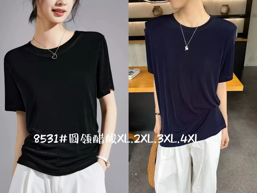 醋酸圆领短袖气质时尚简约