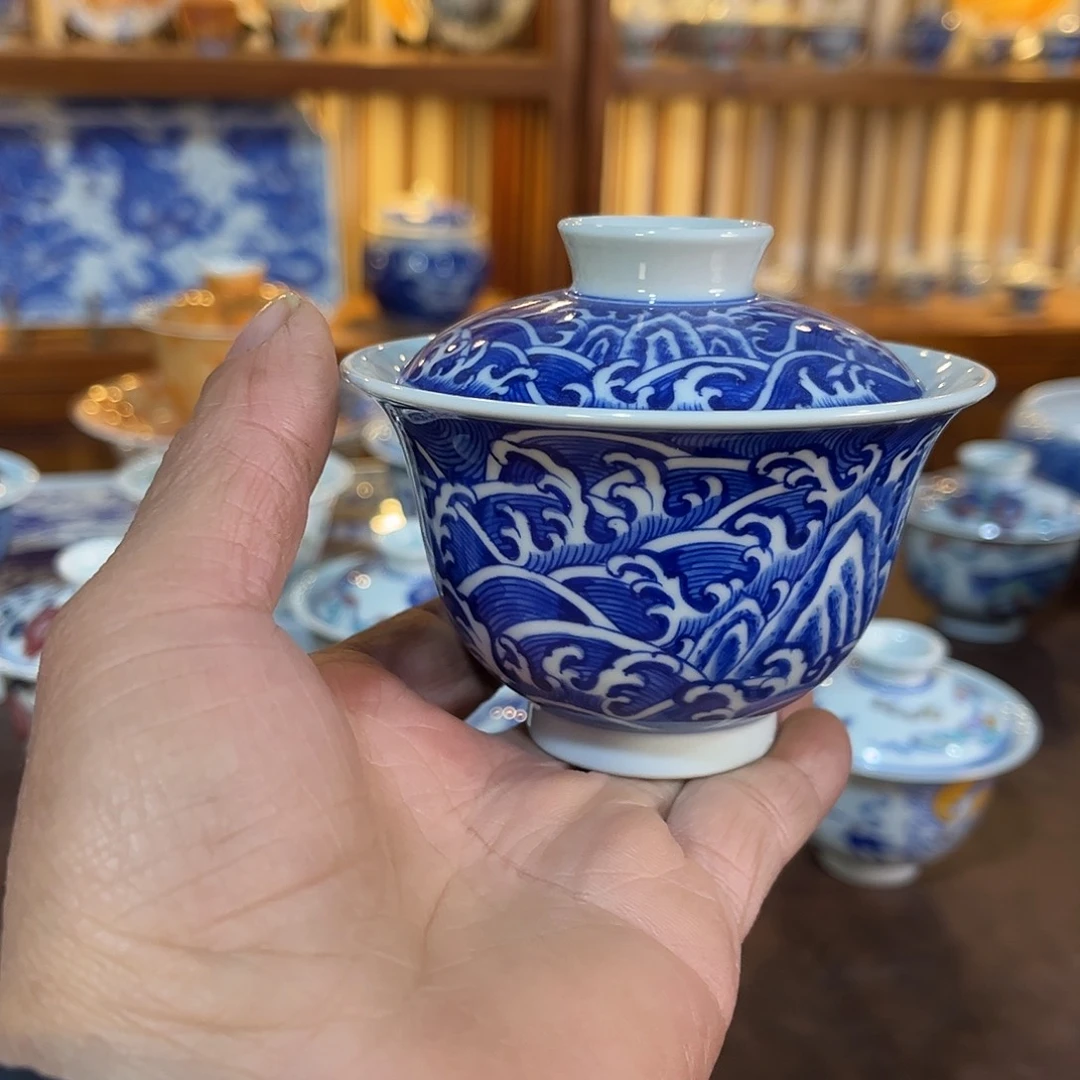 錡镇堂手工手绘盖碗