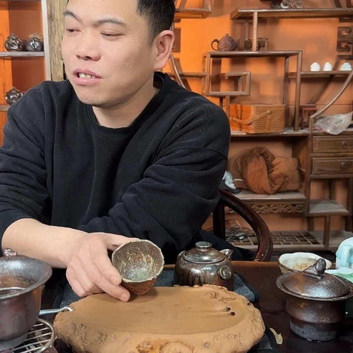紫砂柴烧手捏杯杯