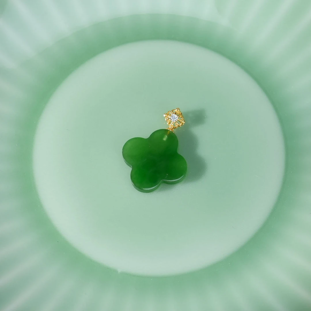 和田玉吊坠-18k金-YG211-JX|BHT5