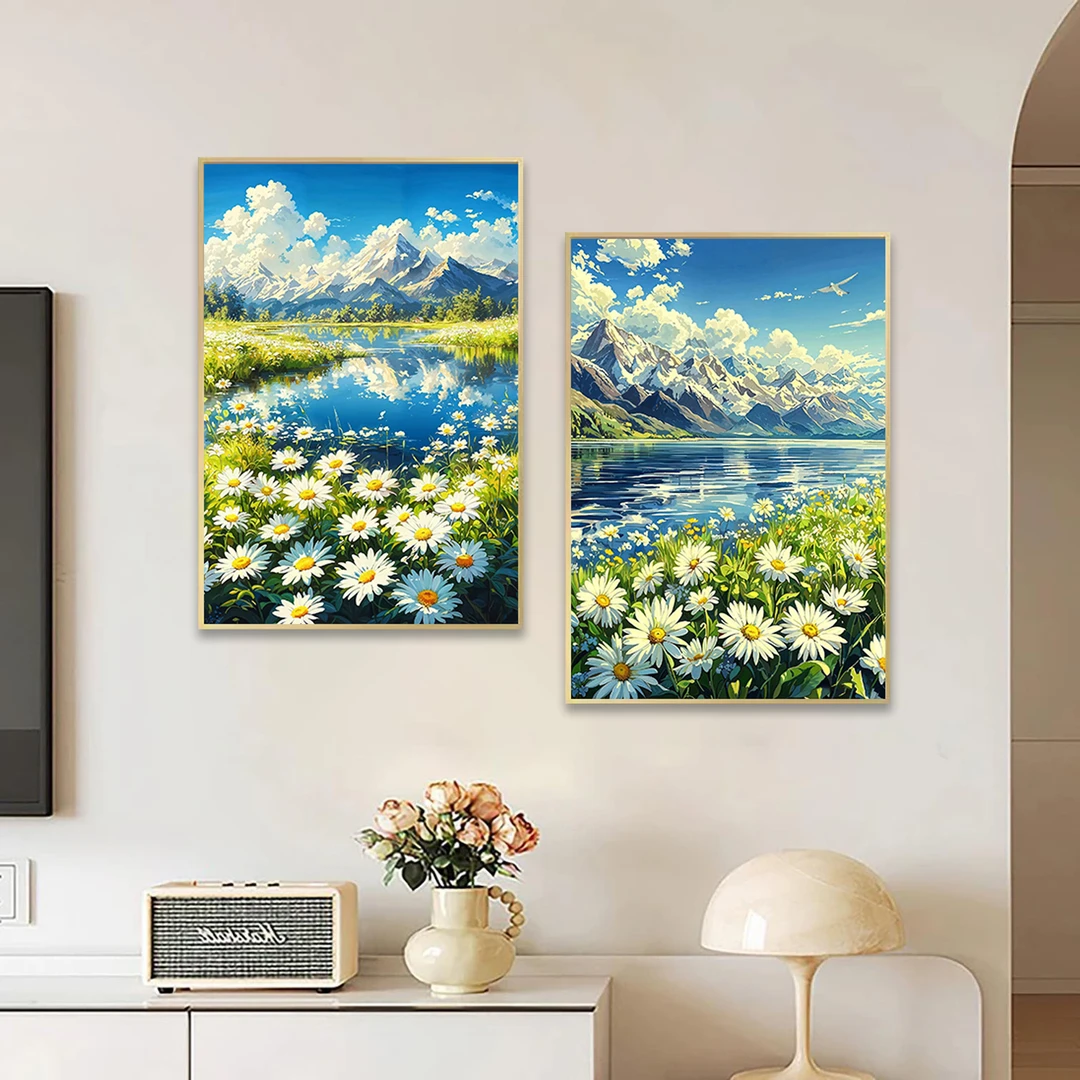 H16治愈系风景装饰画简约客厅卧室挂画北欧艺术自然风光壁画