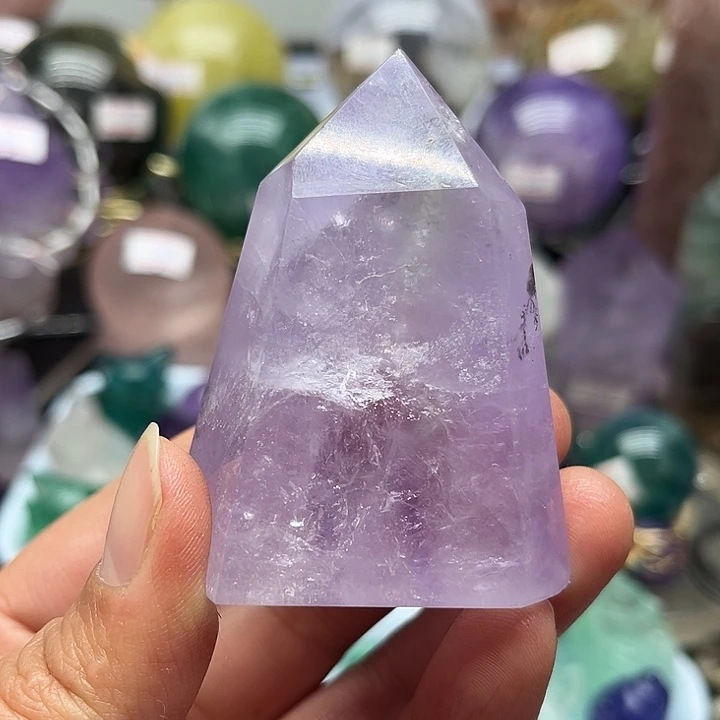 珠宝半成品水晶未镶嵌107克紫水晶柱