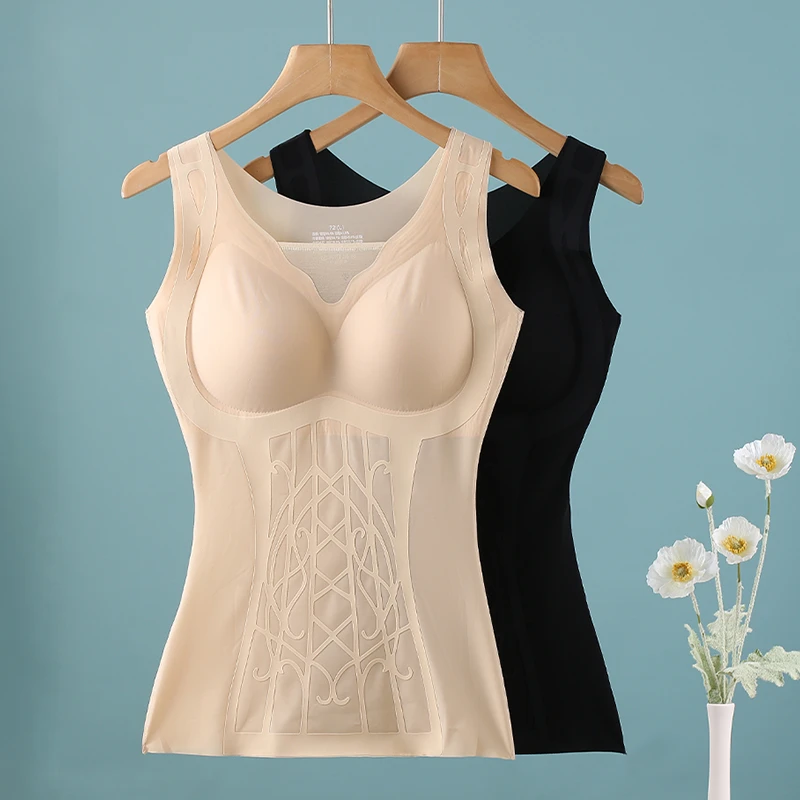 上半身超薄塑身衣夏款收腹束腰免穿文胸夏季薄款美体束身背心女