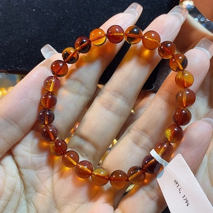 蓝珀未镶嵌珠宝奇石墨西哥红蓝手串7