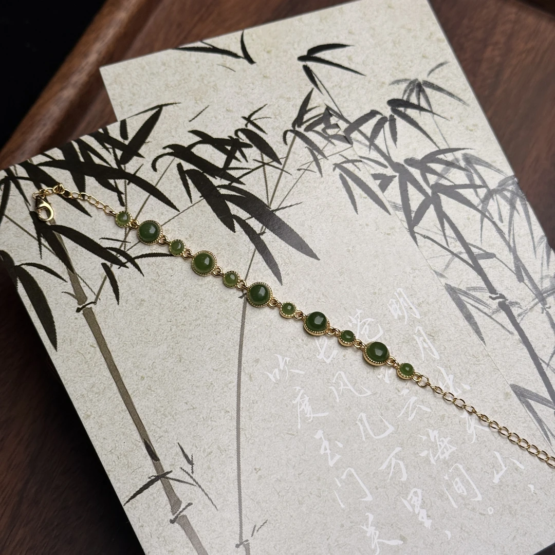 【仔仔臻选】和田玉碧玉大小宝手链H633（多样性发货拍一发一）