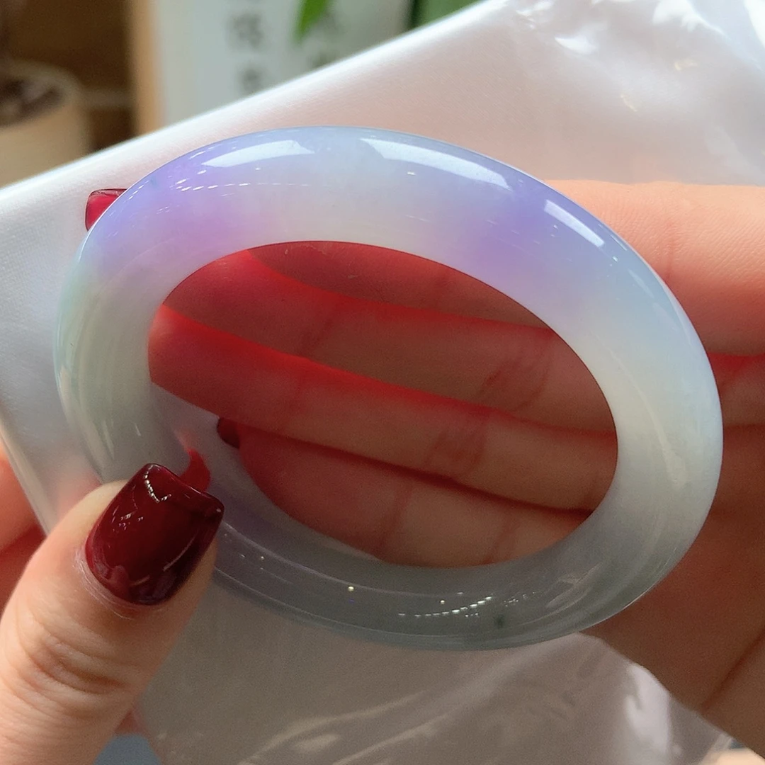 翡翠未镶嵌手镯冰飘紫2号