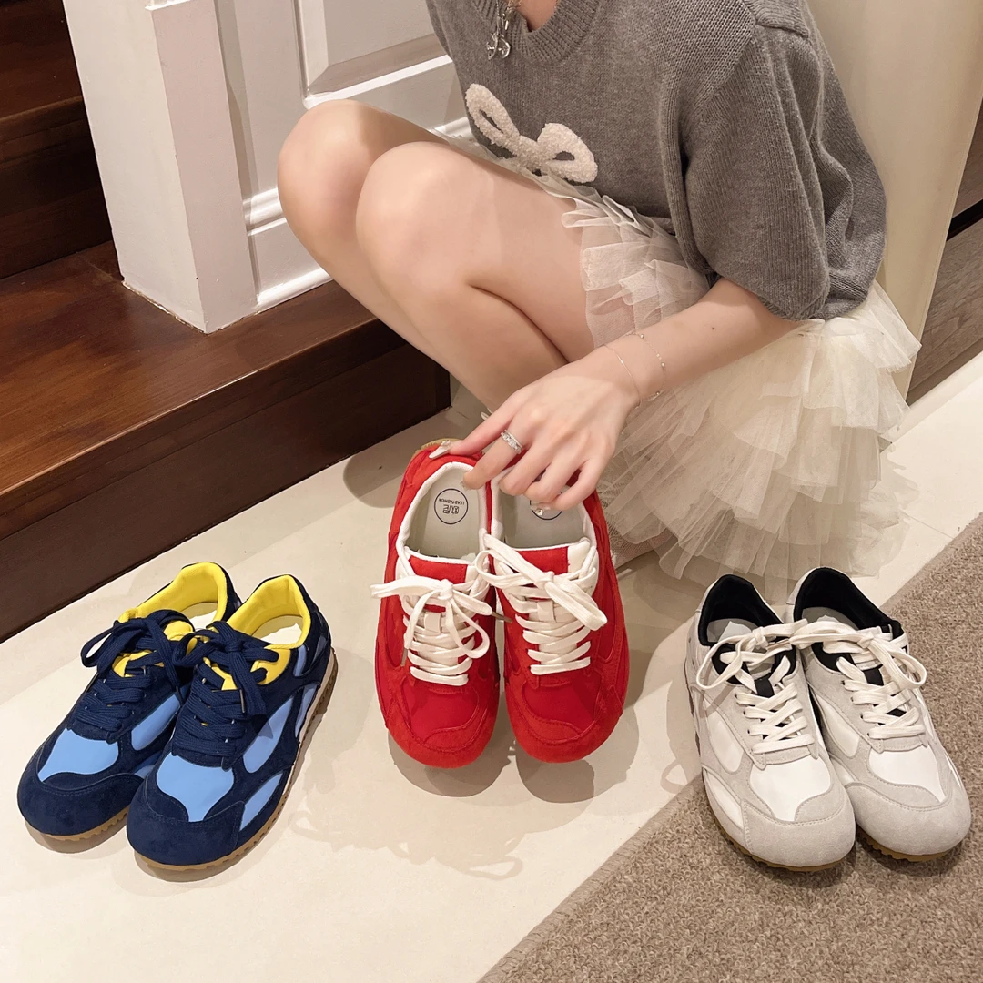 网红德训阿甘鞋女2025夏季新款内增高复古拼色百搭透气运动板鞋潮