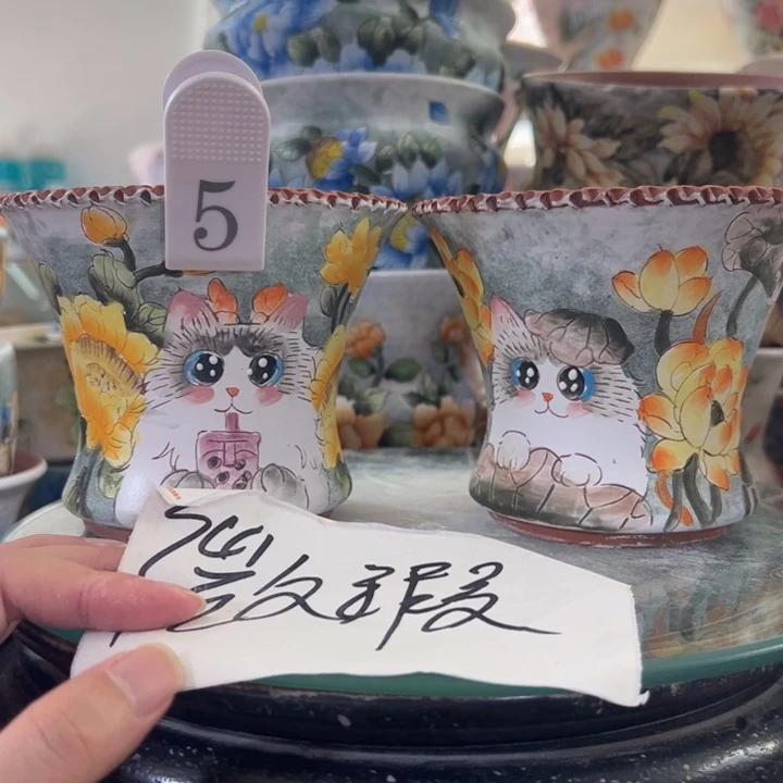 景德镇手绘花盆满38包邮偏远地区除外