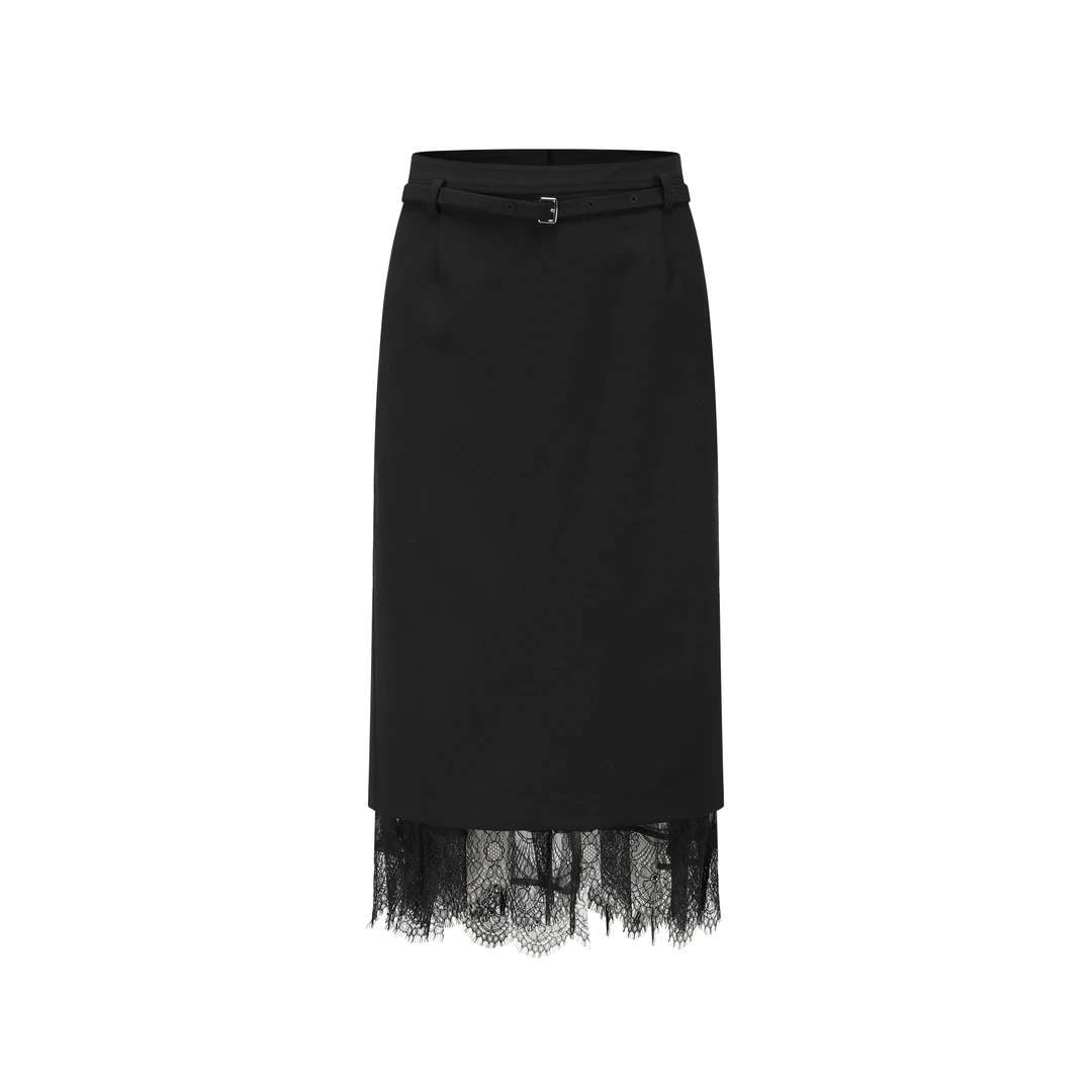 【顾文婷推荐】蒋云25 精纺假两件蕾丝鱼尾半裙 E25SS11246AA/11405