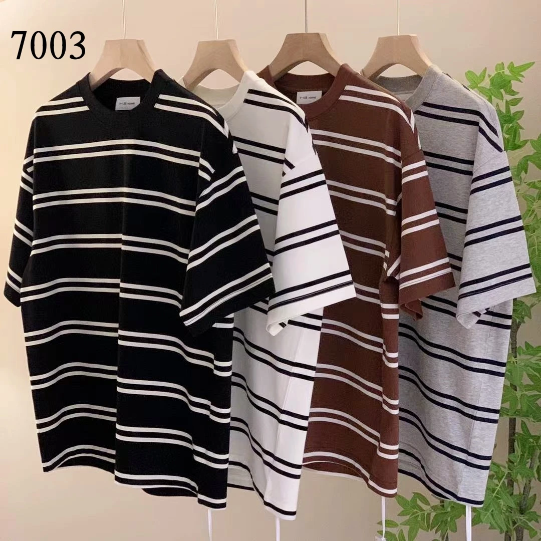 【条纹重磅短袖 】7001日常青春男士时尚百搭休闲宽松