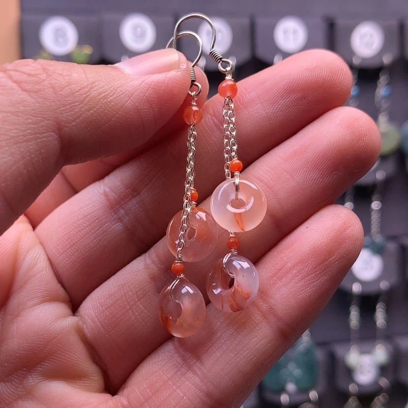 【闪购商品】南红玛瑙耳饰银S925镶嵌