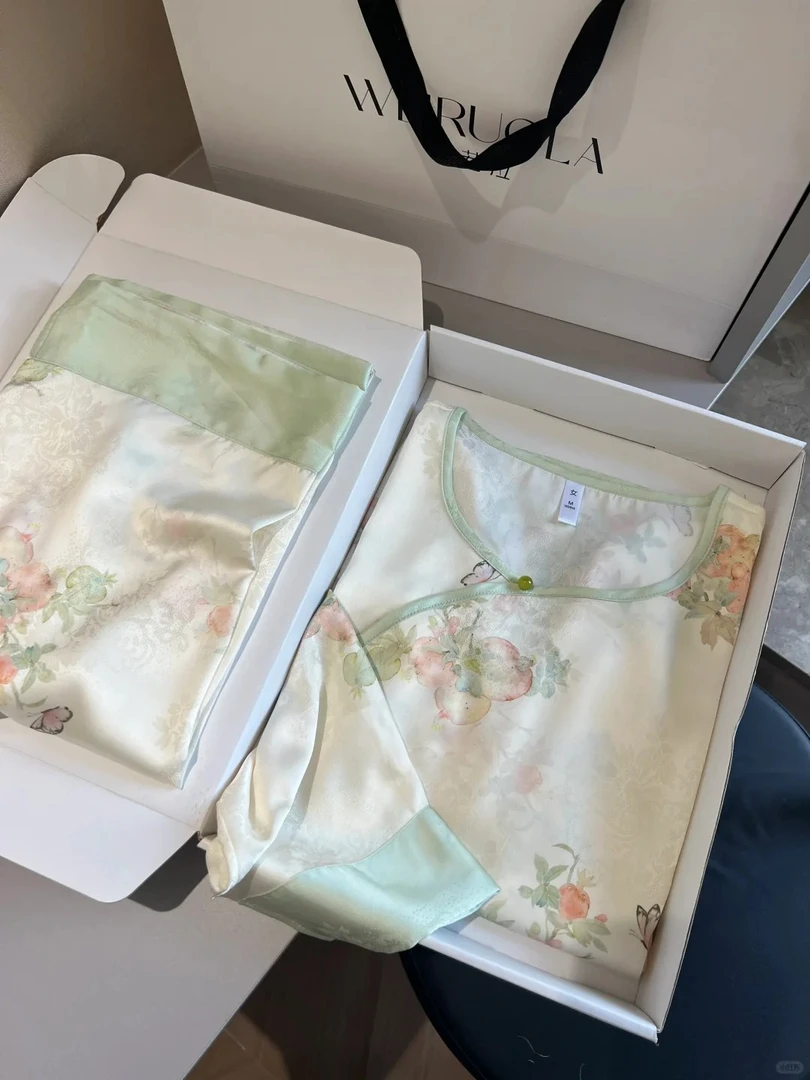 【DMXJ大梦想家】轻奢国风植物花卉印花夏日居家服2025新款透气套装