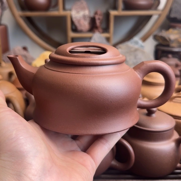 茶壶紫砂牛盖壶450cc台西深井紫泥