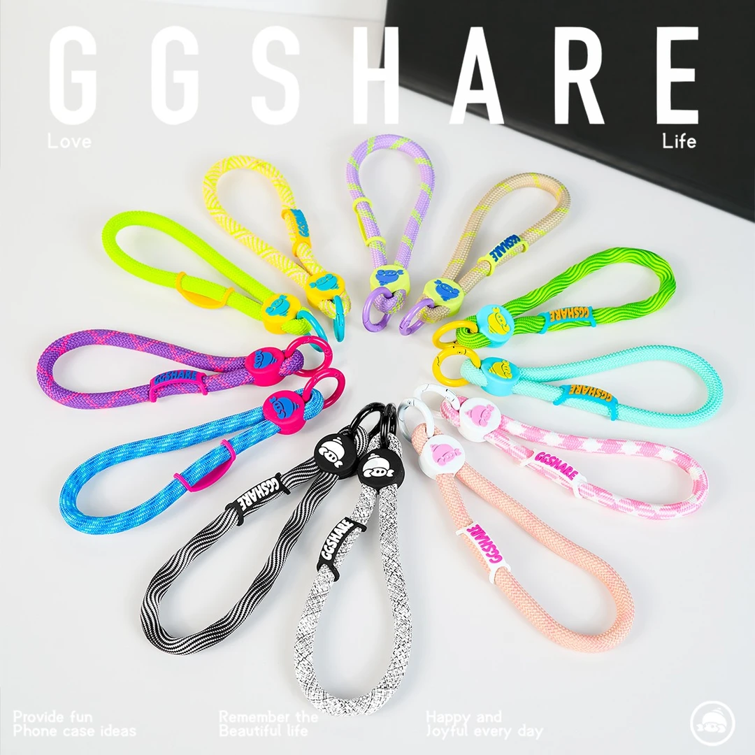 GGSHARE原创多彩手机挂绳多巴胺手腕绳带夹片防丢手机链相机绳