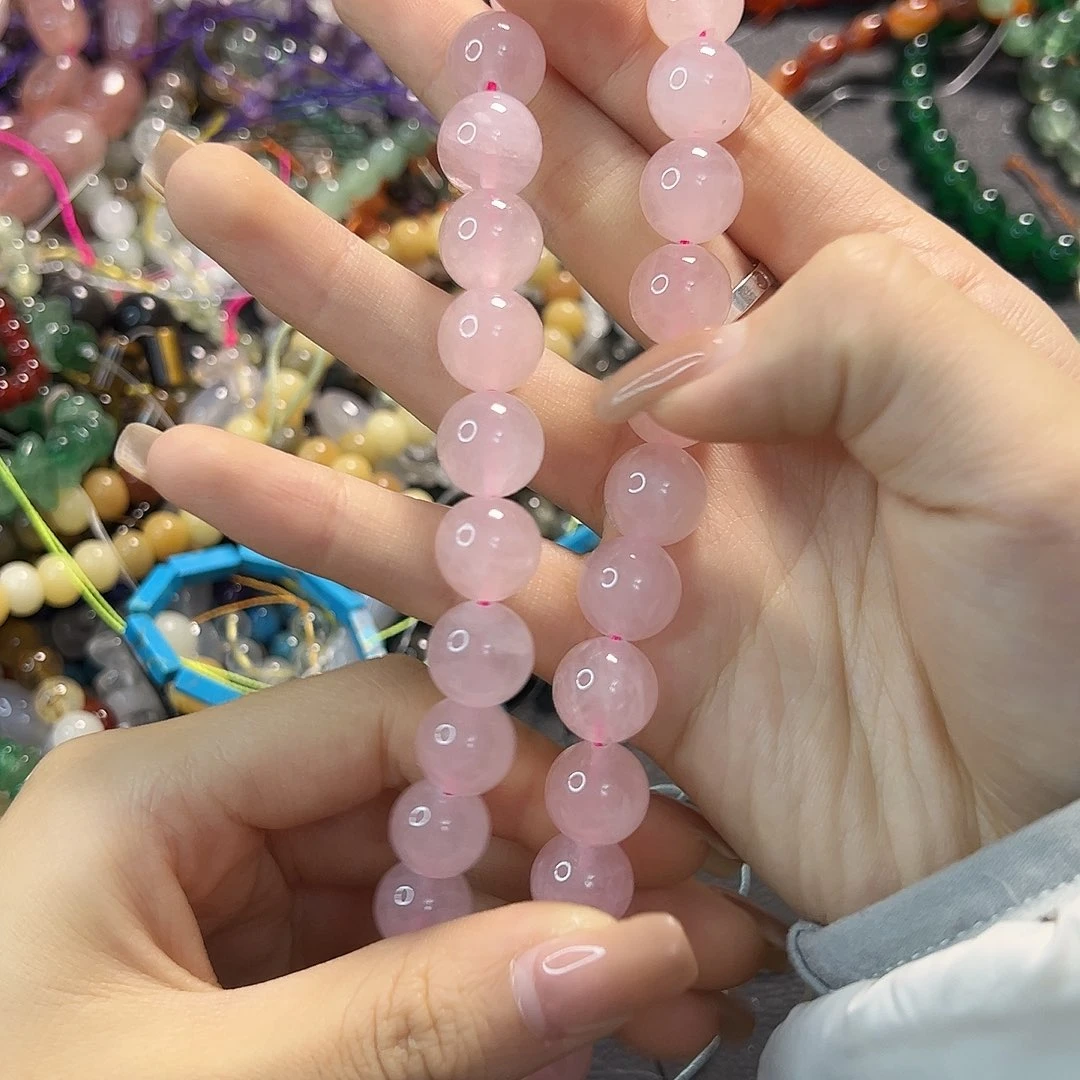 玛瑙/玉髓合金珠宝半成品粉水圆珠