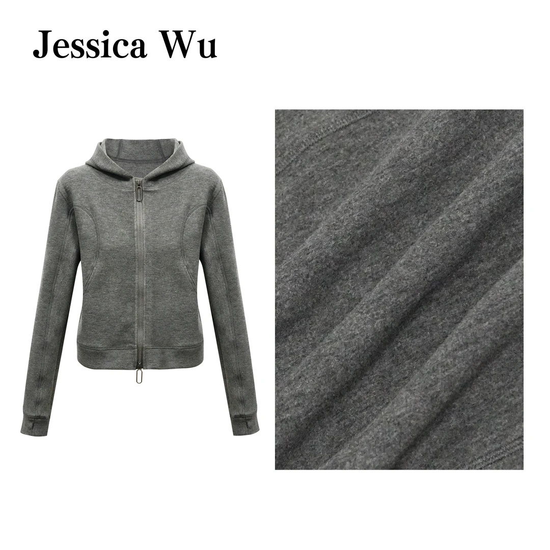 JESSICA WU空气感休闲运动风~高密棉百搭显瘦连帽卫衣外套