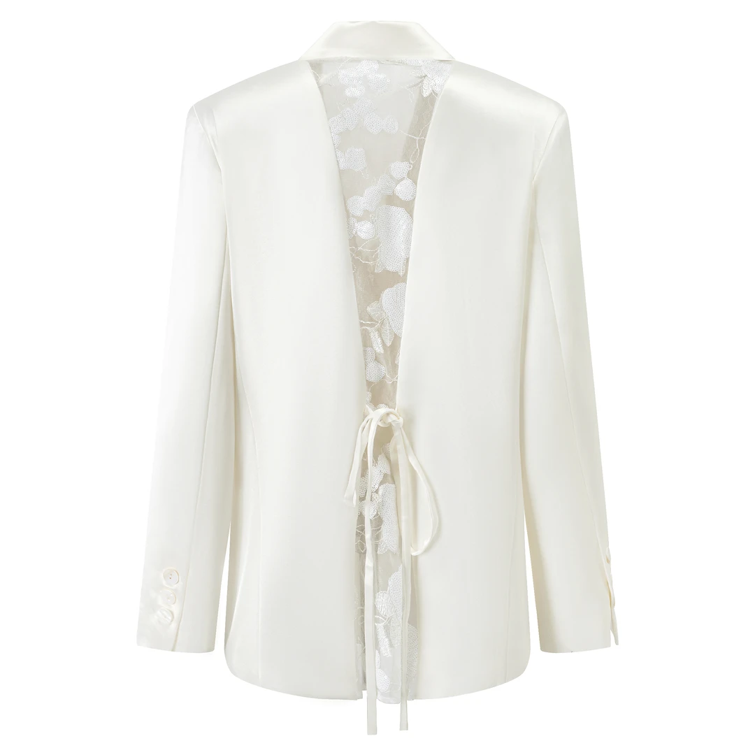 TG高定韩版时尚后背蕾丝拼接气质洋气西装-112