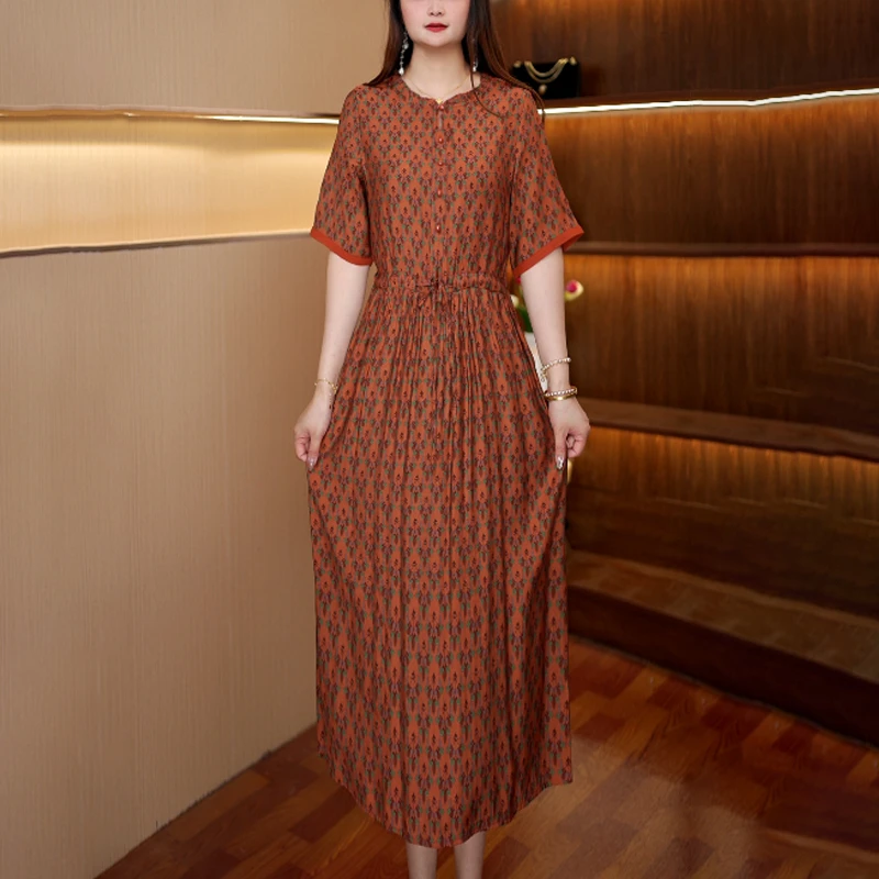 [橘花]新款百搭显瘦连衣裙女中长款175