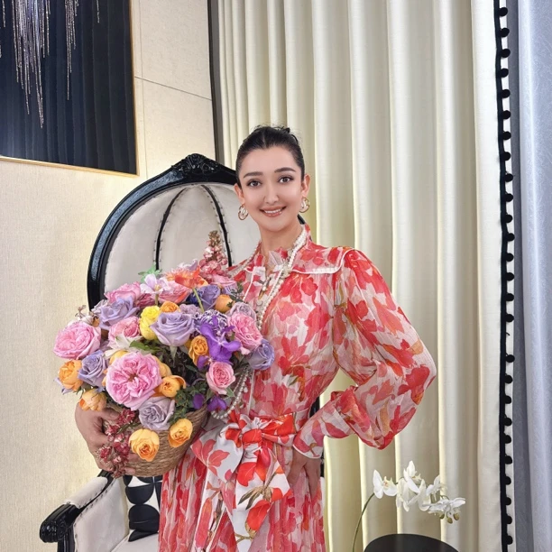 G&PARI（石榴花）夏季名媛风时尚收腰连衣裙