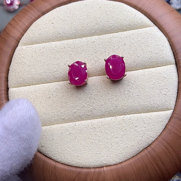 耳饰红宝石银S925镶嵌