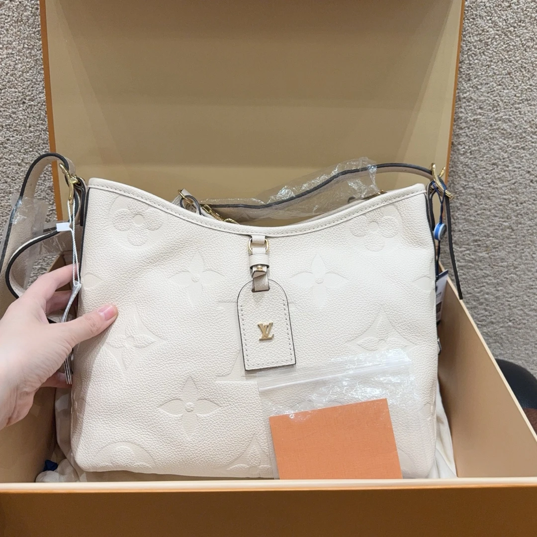 未使用 LouisVuitton/路易威登 carryall 奶白色纯皮 芯片款