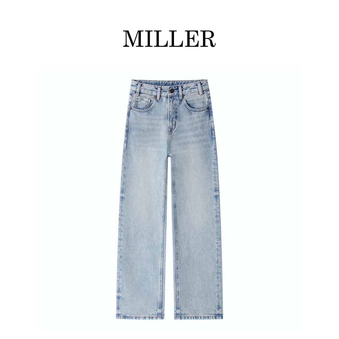 MILLER [旧港]秋季进口土耳其面料复古窄版阔腿裤牛仔裤-1906