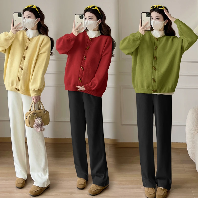 2025韩版简约复古纽扣毛衣开衫女宽松休闲百搭插肩袖针织外套秋冬