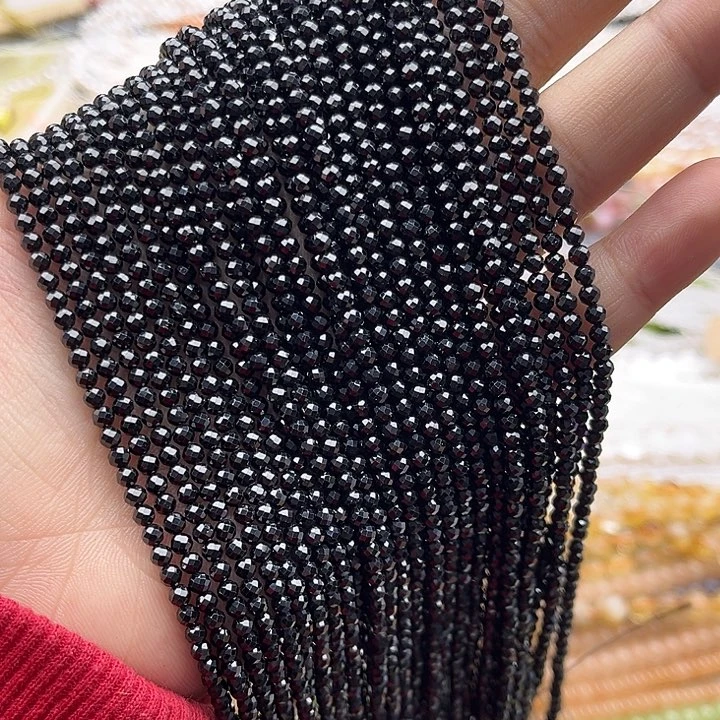 玛瑙/玉髓珠宝半成品未镶嵌一条3mm左右黑尖晶刻面