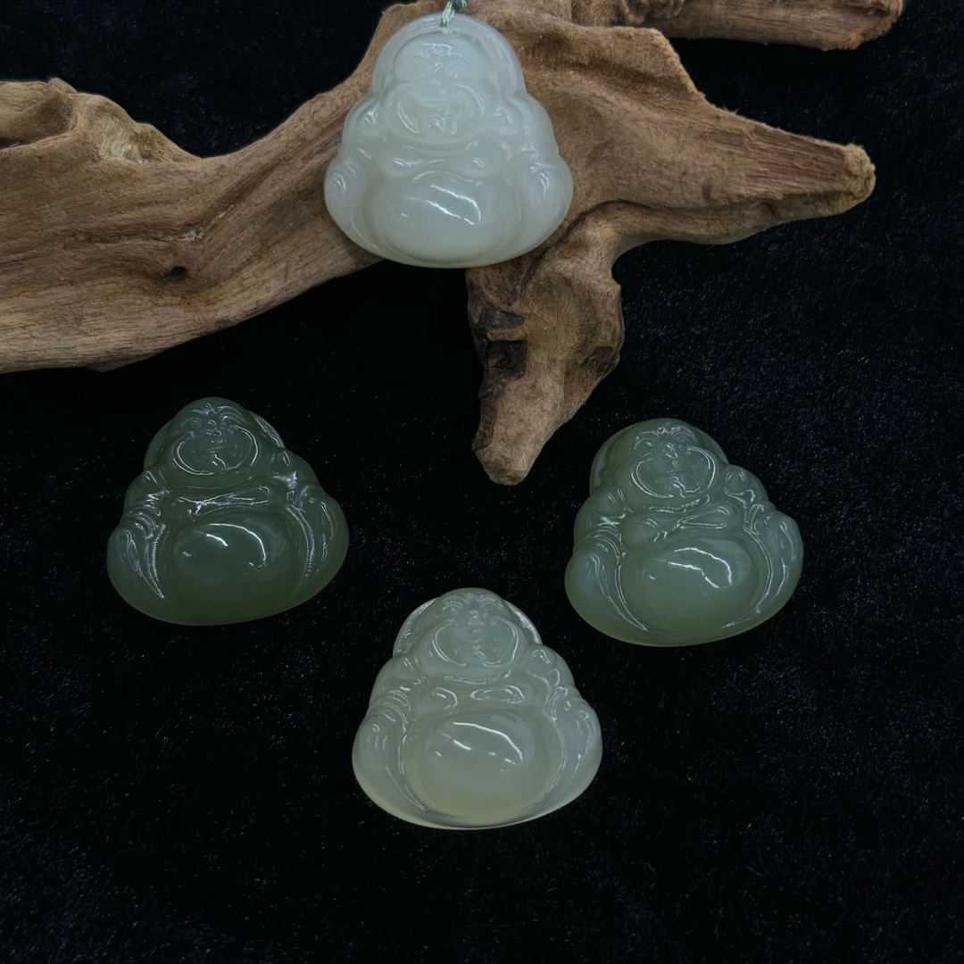 天然和田玉青海料晴水25mm佛公吊坠精美百搭（多样性发其一）