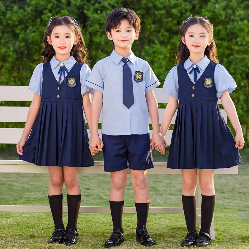 新品学院风浅色套装定制款夏装小学生校服夏款儿童班服幼儿园园服