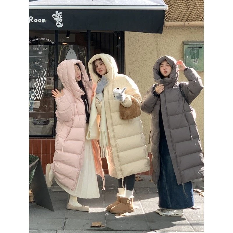 白棉裤爆款服装女冬季2025新款加绒白鸭绒加厚防风宽松大码连帽