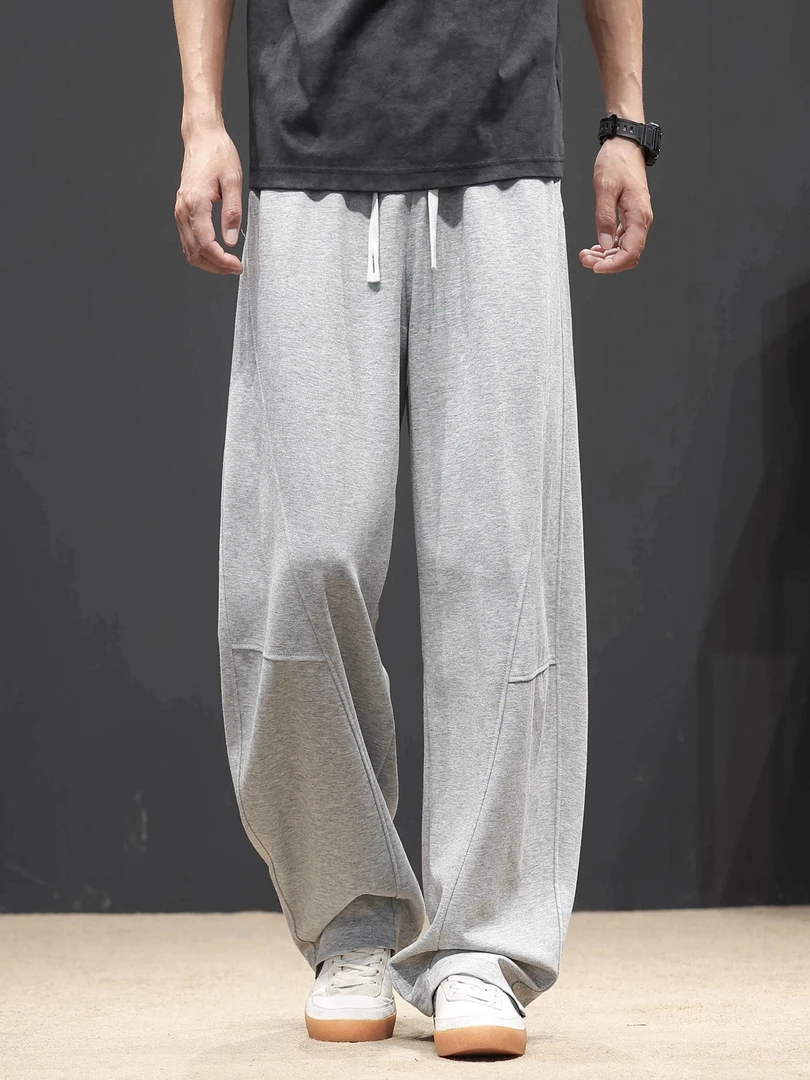 青少年灰色运动休闲裤男款秋冬弯刀裤百搭卫裤阔腿直筒裤春秋新款