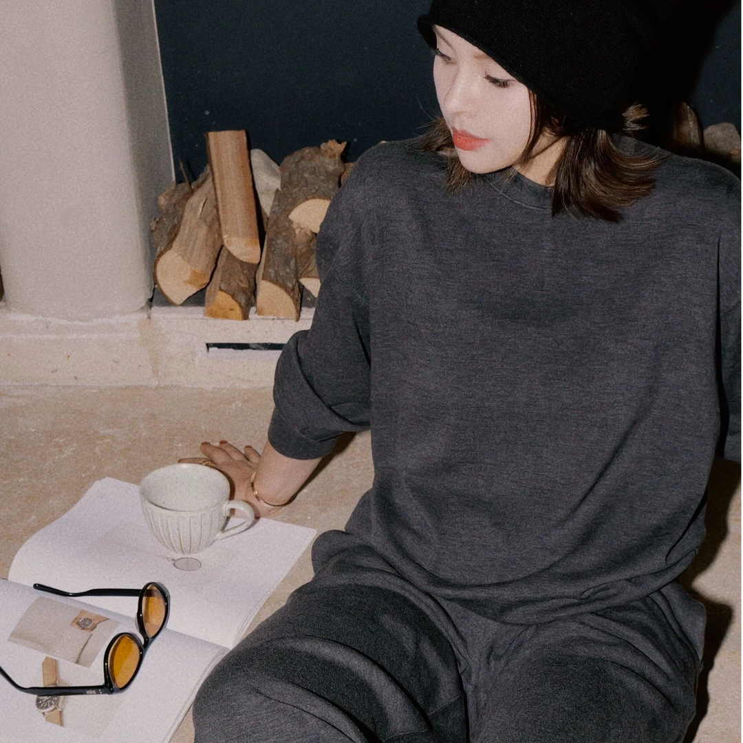 LAZYVISION*【周年限定套装】羊毛混纺外套松紧腰裤子套装ZMD-32951