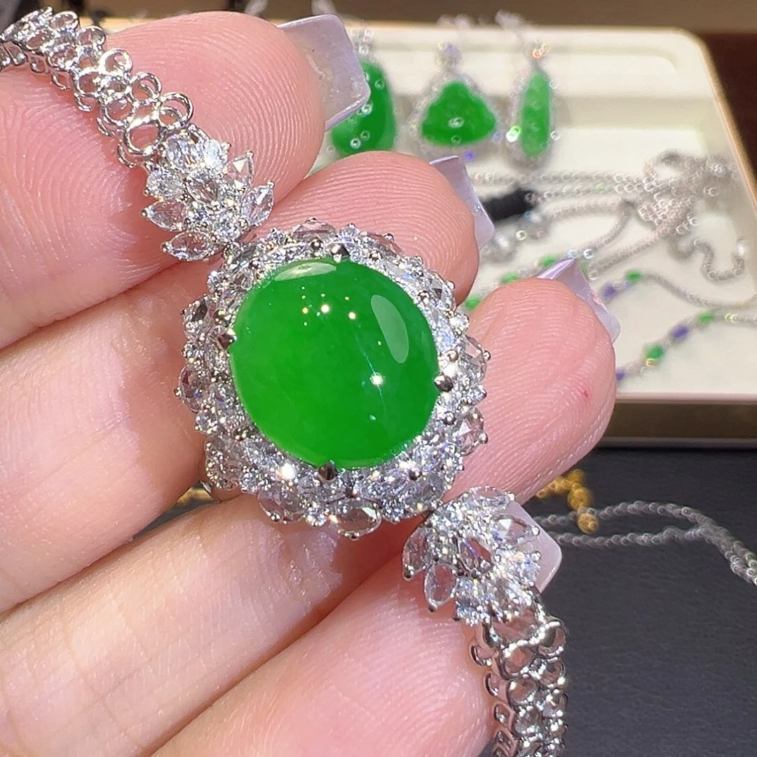 翡翠18K金镶嵌手链三用款