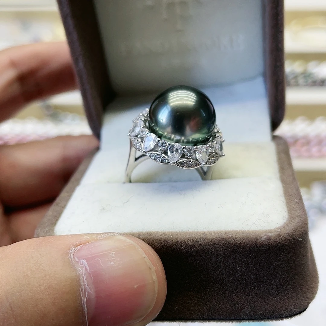 海水珍珠戒指银S925镶嵌